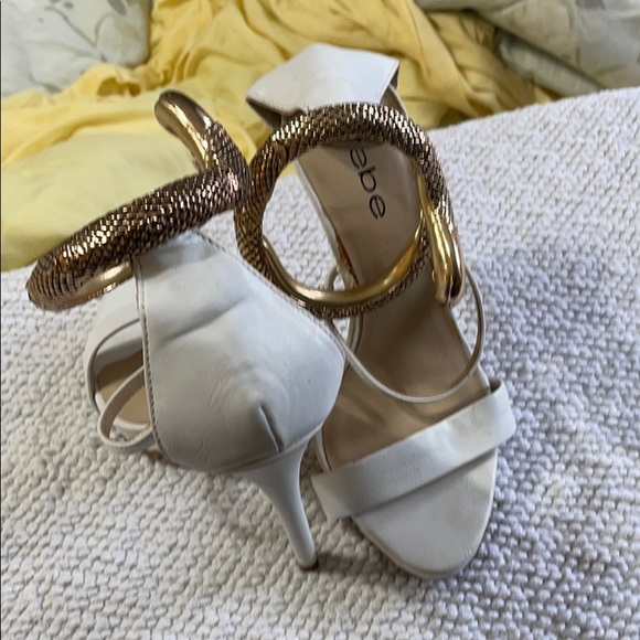 bebe White and Gold Snake Heels - Picture 2 of 4